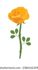 Ilustración vectorial de flores de rosa. Vector de rosa amarillo. Flor de amor. Pintura floral. Concepto de naturaleza. Flores y plantas. Vector plano en estilo de dibujos animados aislado en fondo blanco.