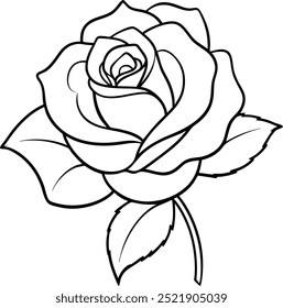 Diseño de arte de línea de Vector de flor de rosa
