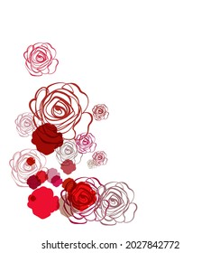 fondo de la tarjeta de color brillante de la línea del vector de flor rosa