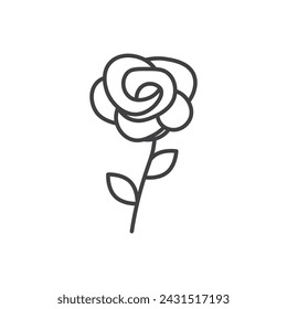 Ilustración del icono de la línea del vector de la flor rosa.