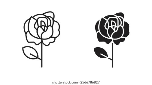Rose flower vector line icon illustration
