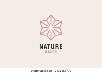 Rose flower vector logo design template illustration simple minimal linear style. Outline graphics for aesthetic cosmetology and medicine.	
