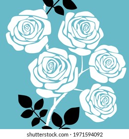 rose flower vector vine white elegance blooming flora seamless illustration