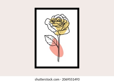 Rose Flower wall art vector set.Floral Art design for wall framed prints, canvas prints, poster, home decor, cover, wallpaper.
