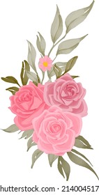 rose flower watercolor bouquet decoration