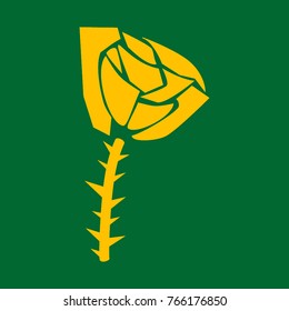 Rose flower. Yellow on green. Version of the coat of arms Tyrell