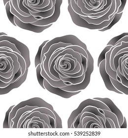 Rose flowers, abstract, watercolor, gray on a white. Seamless pattern can be used as greeting card, invitation card for wedding, birthday and other holidays and summer background.