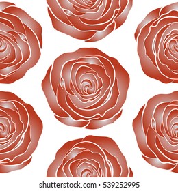 Rose flowers, abstract, watercolor, gray and orange on a white. Seamless pattern can be used as greeting card, invitation card for wedding, birthday and other holidays and summer background.