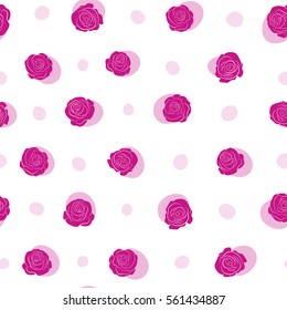 Rose flowers, abstract, watercolor, magenta on a white. Seamless pattern can be used as greeting card, invitation card for wedding, birthday and other holidays and summer background.