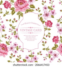 Rose flowers background and vintage pattern
