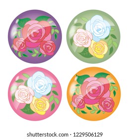 Rose flowers - beautiful icon set