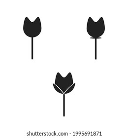 flores de rosa conjunto de vectores de iconos negros