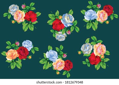 Rose Flowers colorful with solid background