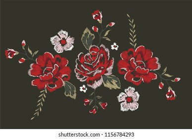 Rose Flowers Embroidery Graphic