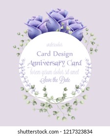 Rose flowers greeting card background watercolor Vector. Delicate vintage pastel colors floral decor banners