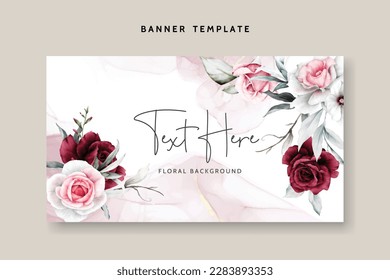 rose flowers and leaves painting watercolor floral background illustration