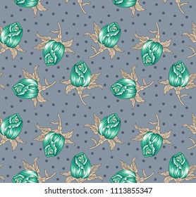 rose flowers pattern on grey background