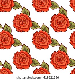 Rose flowers seamless pattern.