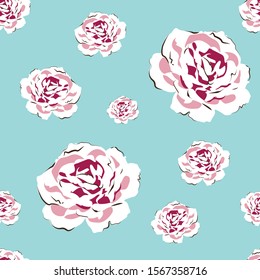 Rose flowers seamless pattern. Hand drawn illustration vector.