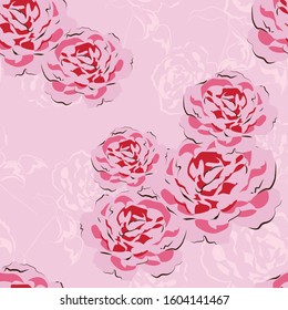 Rose flowers seamless pattern. Hand drawn illustration vector.