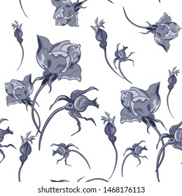 Rose flowers seamless pattern. Vintage seamless pattern with roses. 