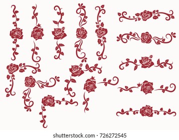 Rose flowers set isolated on white background