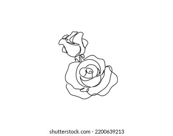 Rose Flowers Single Line Art Drawing Stock Vector (Royalty Free ...