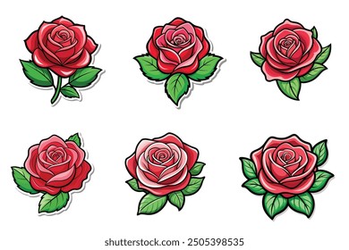 Rose flowers sticker illustration vector design