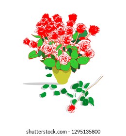 Rose flowers vector icon