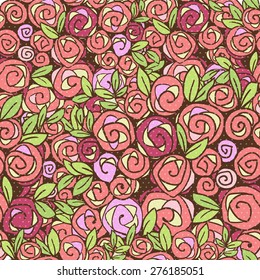 Rose flowers - vector seamless pattern