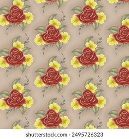 rose flowery seamless pattern. textile ornate