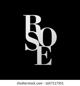 Logotipo de fuente ROSE, conjunto de letras, composición de fuente interesante
