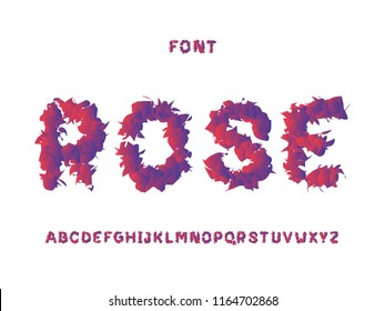 Rose font. Vector alphabet letters. Typeface design. 