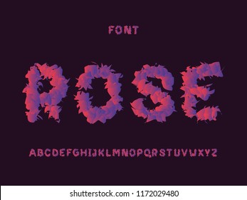Rose font. Vector alphabet letters. Typeface design. 