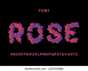 Rose font. Vector alphabet letters. Typeface design. 
