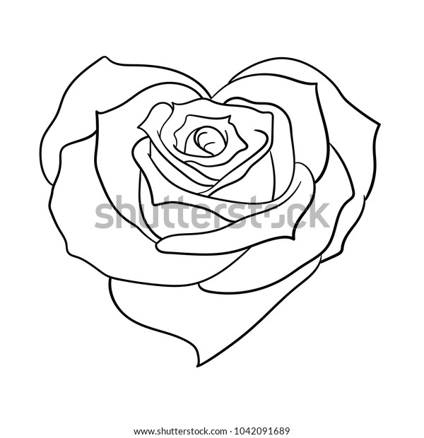 Rose Form Heart Black Outline On Stock Vector (Royalty Free) 1042091689