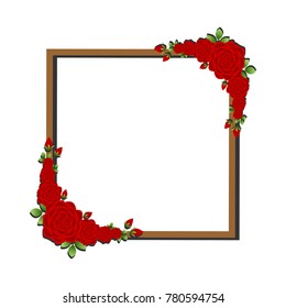 Rose frame isolated, valentine day, vector