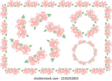 Rose frame set drawn with alcohol markers