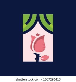 Rose Frame Square Naturally Vector Logo