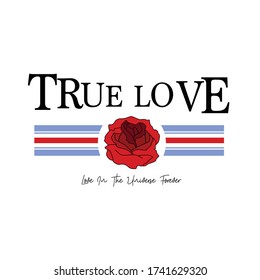 rose garden true love text line colorful tee illustration art vector