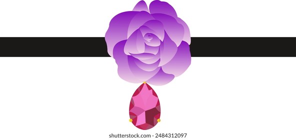 Rose and gemstone necklace vintage style