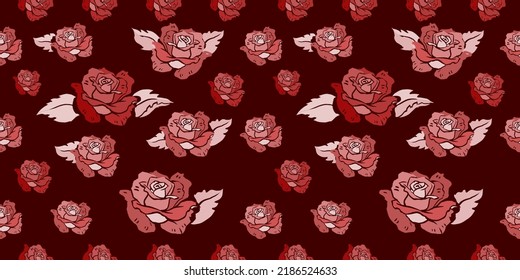 El patrón étnico geométrico de Rose no tiene fisuras. Diseño para tela, cortina, fondo, alfombra, papel pintado, ropa, envoltura, Batik, tela,Ilustración vectorial