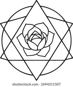 Rosa no quadro geométrico Círculo Triângulo Hexágono Vetor Design
