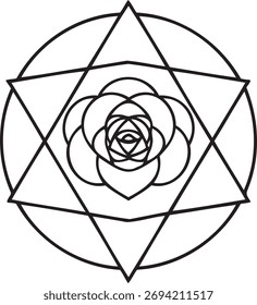 Rosa no quadro geométrico Círculo Triângulo Hexágono Vetor Design