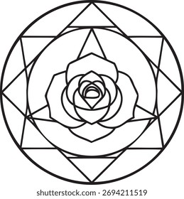 Rosa no quadro geométrico Círculo Triângulo Hexágono Vetor Design