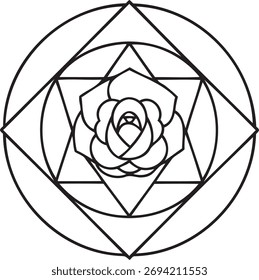 Rosa no quadro geométrico Círculo Triângulo Hexágono Vetor Design