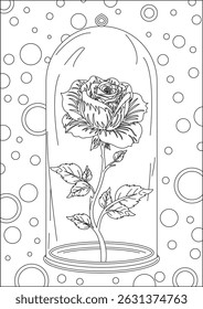 Vetor de arte de linha de página de coloração de caixa de vidro rosa