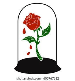 Rose In Glass Dome Vector Illustration