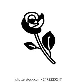 Rose Glyph Icon, Vector illustration