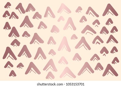 Rose Gold Abstract Art Different Size Triangle Line Pattern with Yellow Background. Graphic Design Concept, Element, Vector Illustration
